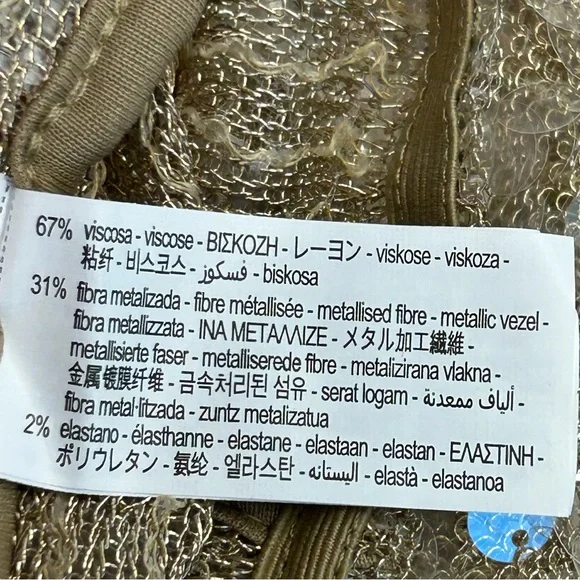 Zara champagne gold sequin embellished sparkly knit dress pants pull on L NWOT - Picture 13 of 15